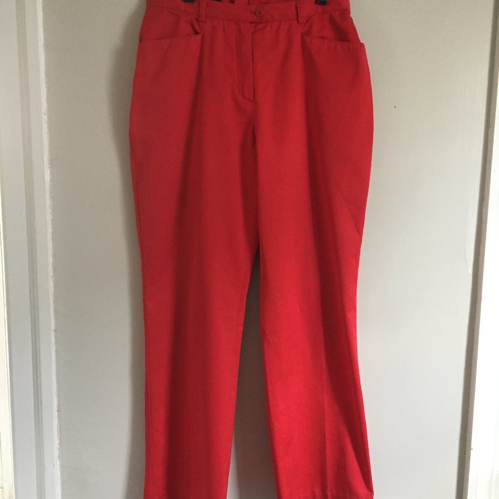 Escada red vintage high waist flat front trousers 38